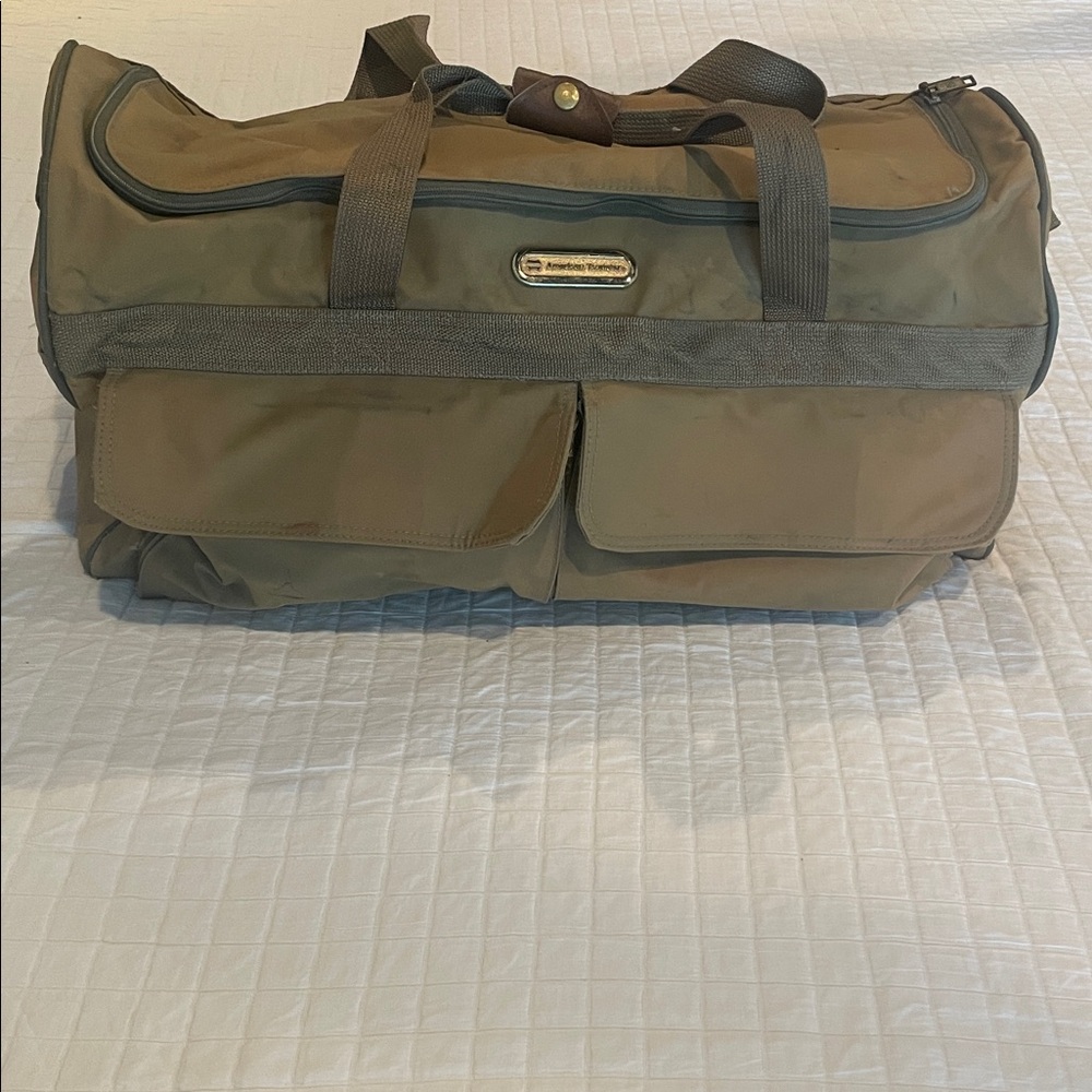 Vintage American Tourister Duffle Bag Olive Green nylon Weekender luggage travel